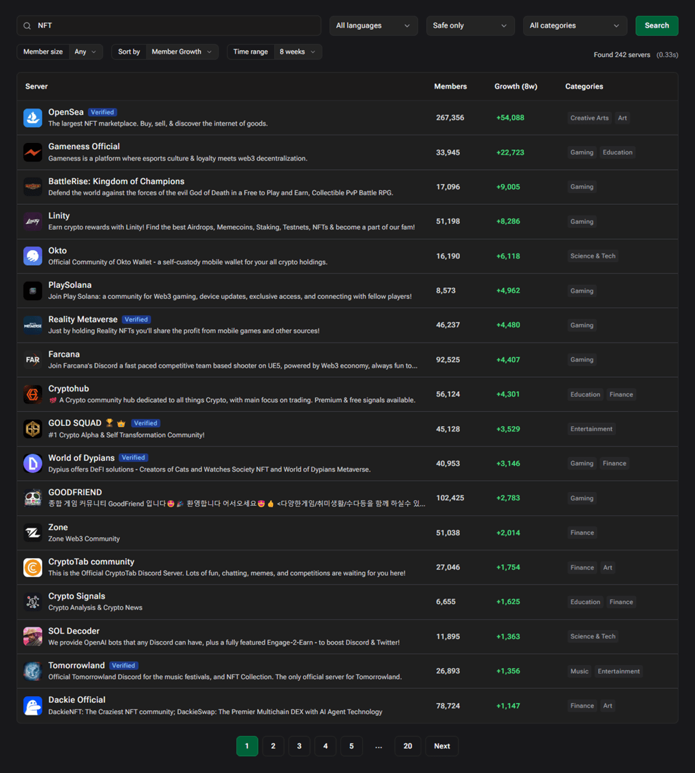 Server Discovery & Search - Dark Mode